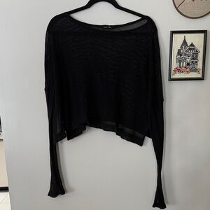 Noctex Lorra Fish Net Crop Sweater - Women’s Crew Neck